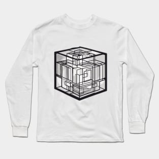 Rubic Cube Monochromatic Shadow Silhouette Anime Style Collection No. 384 Long Sleeve T-Shirt